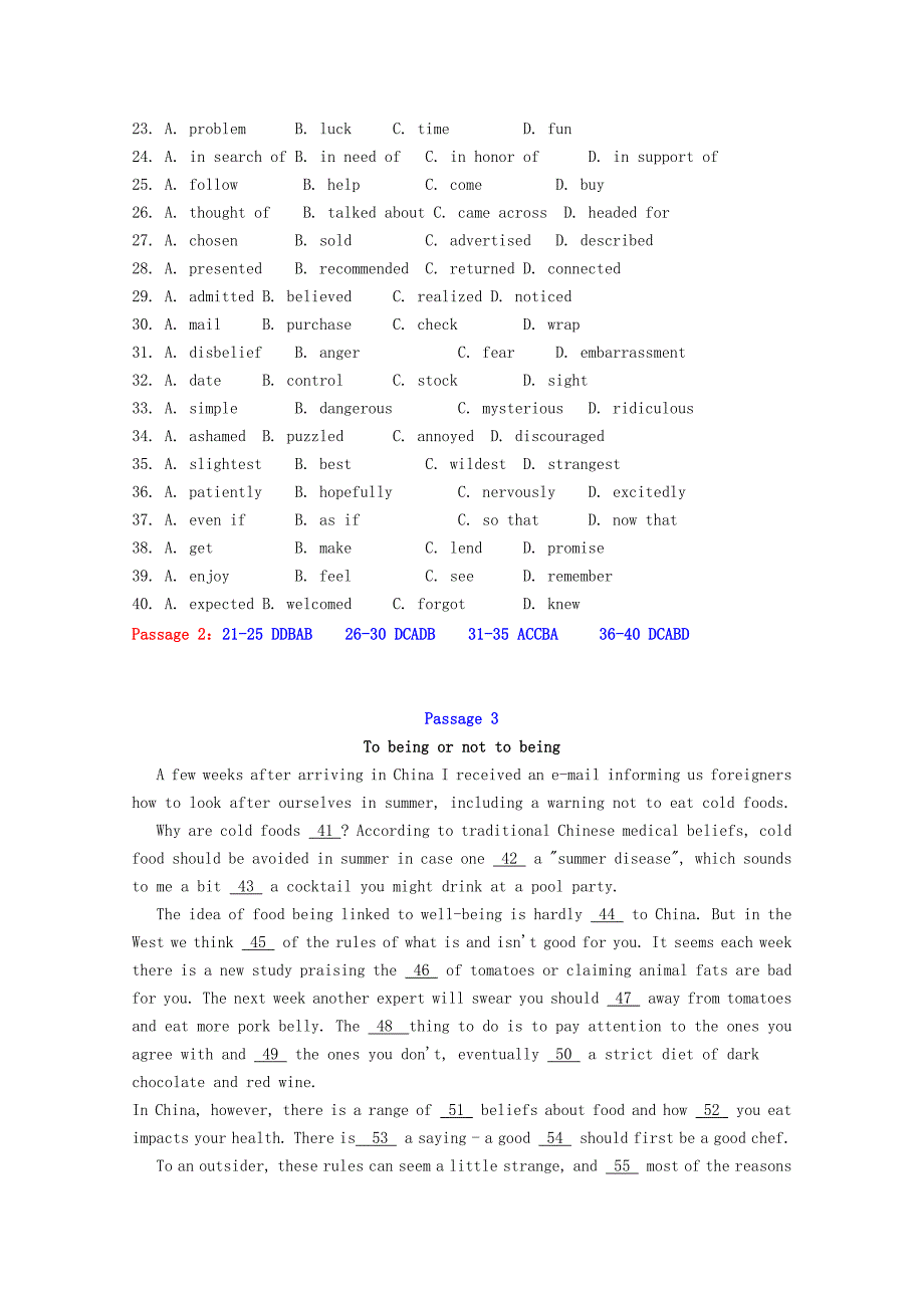 2016高考英语二轮复习 完形填空寒假精练（13）_第3页