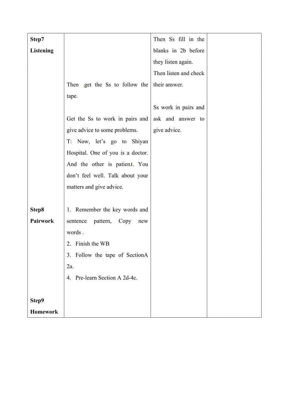 Unit 1 What’s the matter Section A 1a-2c  教学设计_第5页