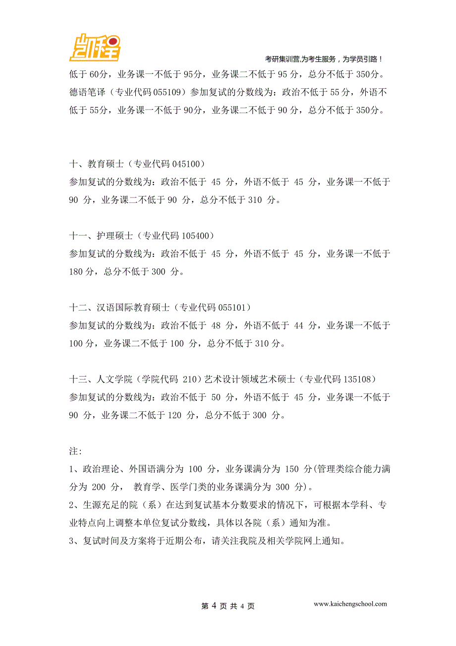 2015年同济大学教育学硕士复试分数线是320分_第4页