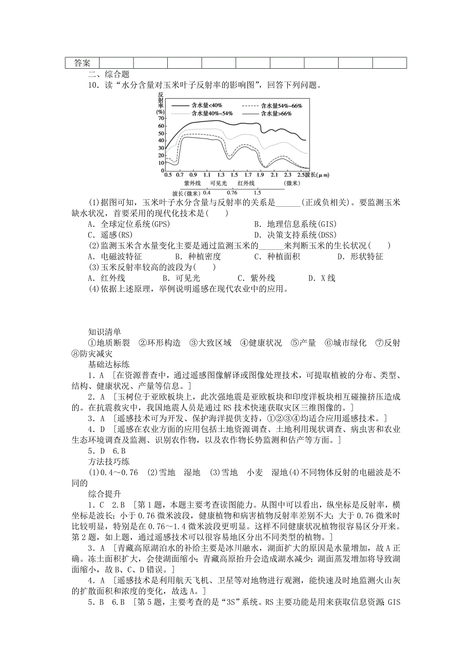 新2015-2016学年高中地理 第三章 第2节 第2课时 遥感与资源普查及环境灾害监测课时作业 湘教版必修3_第4页