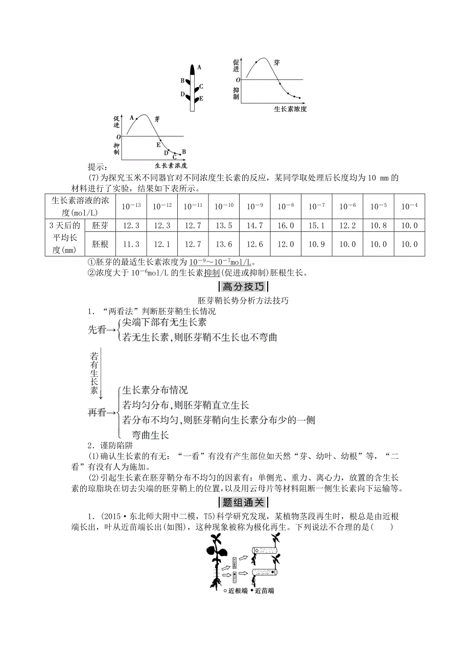 优化探究2016届高三生物二轮复习 专题突破五 第3讲 植物的激素调节强化训练_第4页