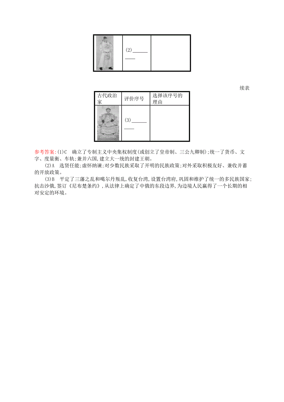 同步测控2015-2016学年高中历史 专题一 古代中国的政治家测评 人民版选修4_第4页