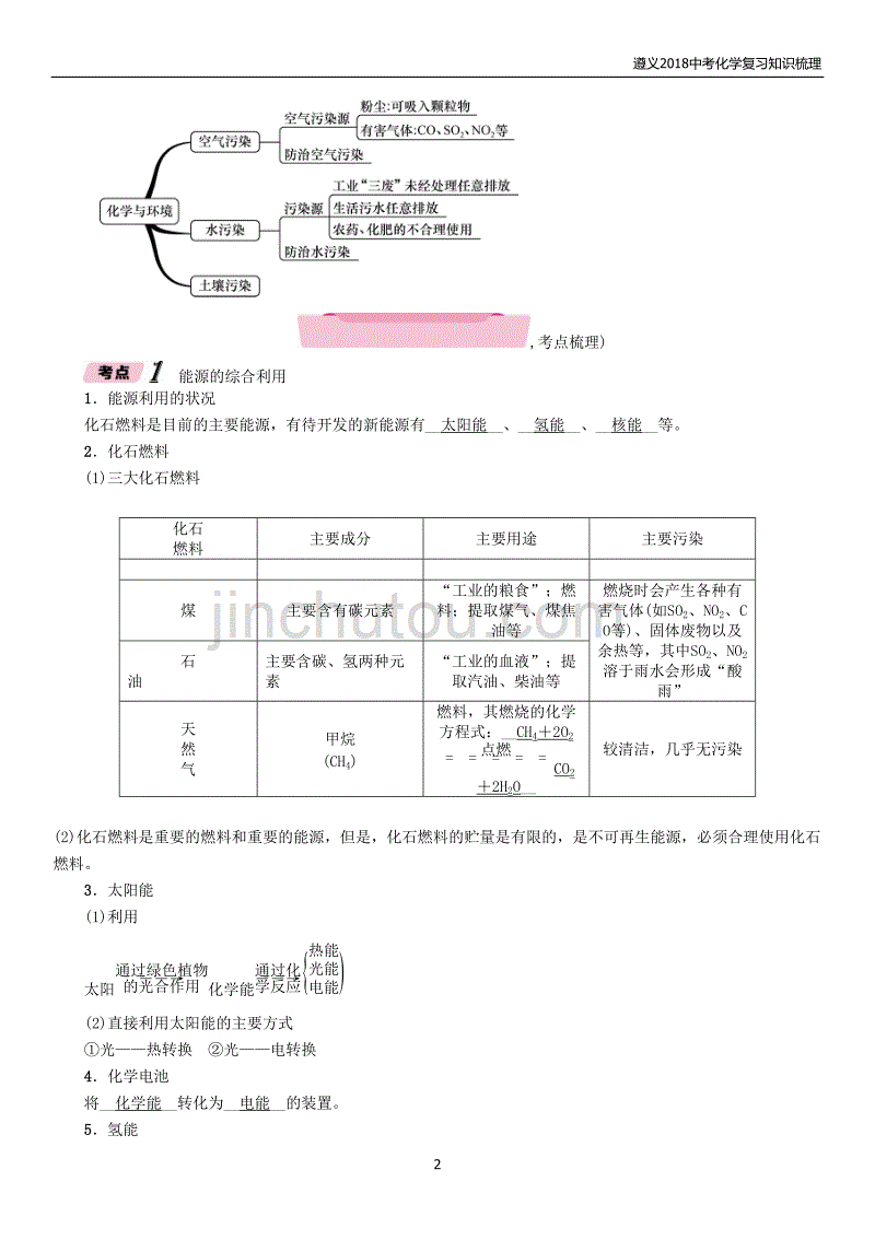 遵义2018中考化学总复习知识梳理第9章化学与社会发展精练练习_第2页