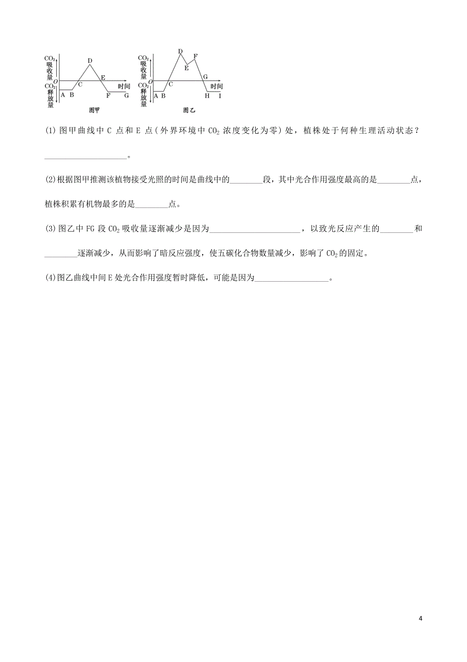 四川省成都市高中生物 第五章 细胞的能量供应和利用 5.4 光合作用3限时练（无答案）新人教版必修1_第4页