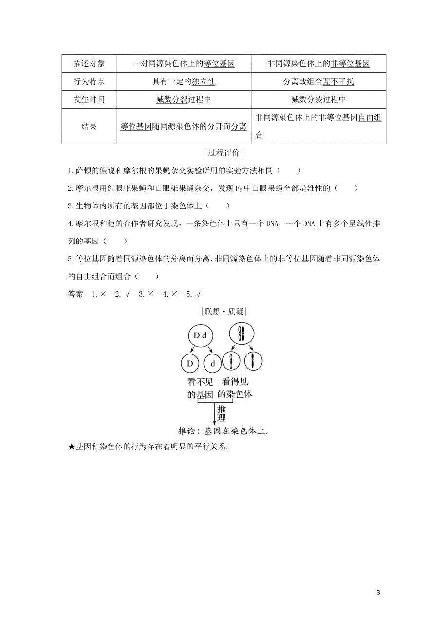 （新课改地区）2018-2019学年高中生物 第2章 基因和染色体的关系 第2节 基因在染色体上学案 新人教版必修2_第3页