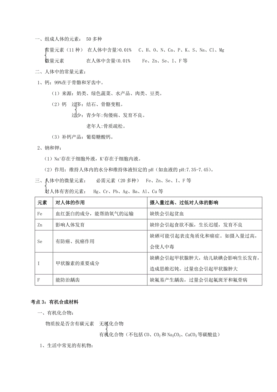 2013年春九年级化学下册 第十二单元 化学与生活考点聚焦 新人教版_第3页