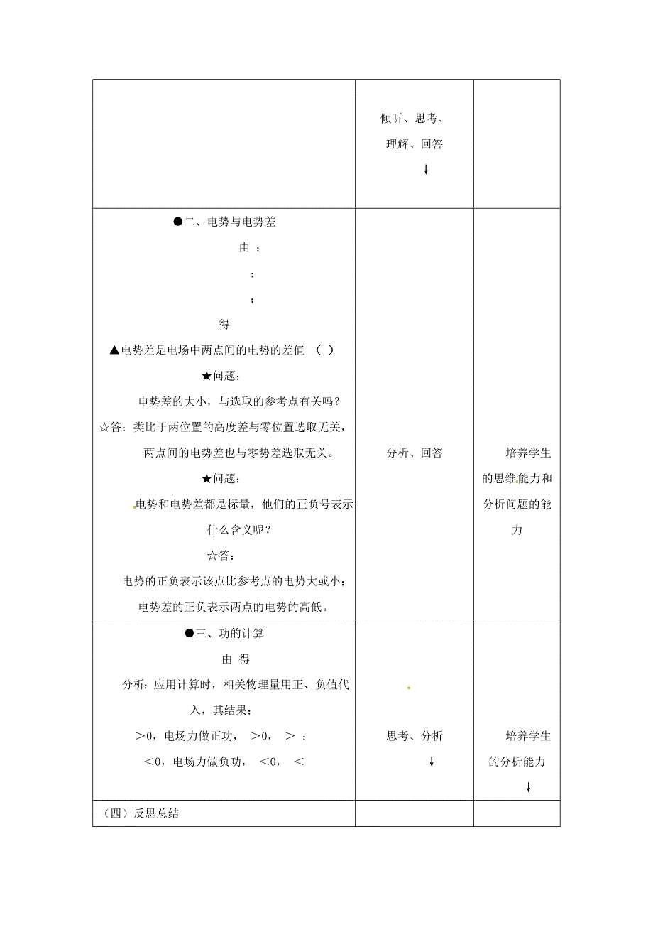 山东省郯城第三中学高三物理一轮复习《1.5 电势差》教学设计_第4页