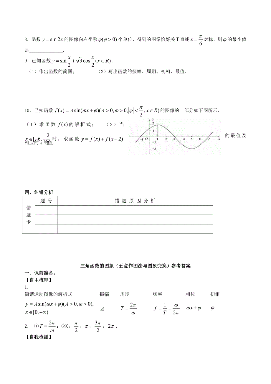 （新课标）高考数学一轮复习 名校尖子生培优大专题 三角函数的图象 新人教a版_第4页