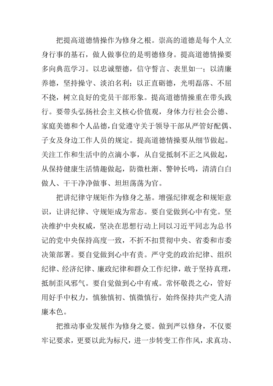 市委副书记“严以修身”专题第二次学习研讨会发言稿.doc_第4页