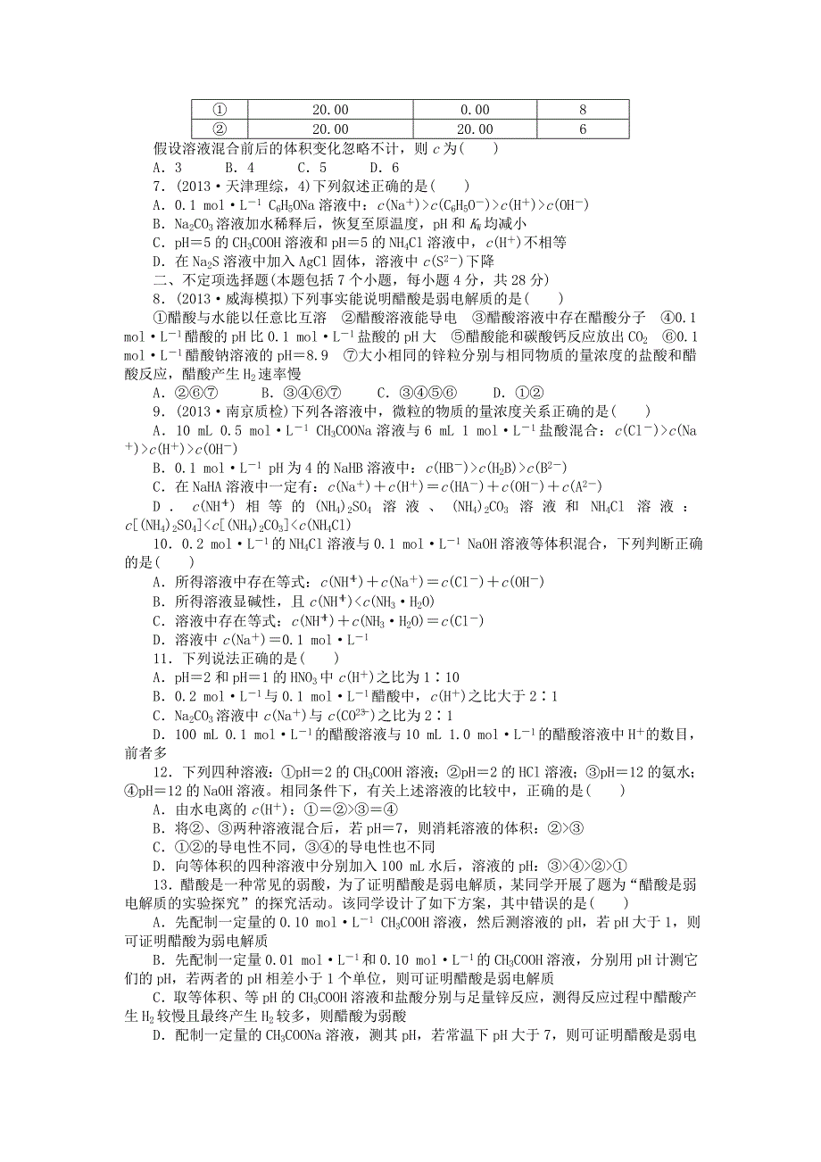 安徽省蚌埠铁中2014届高中化学 第九章 章末检测册_第2页