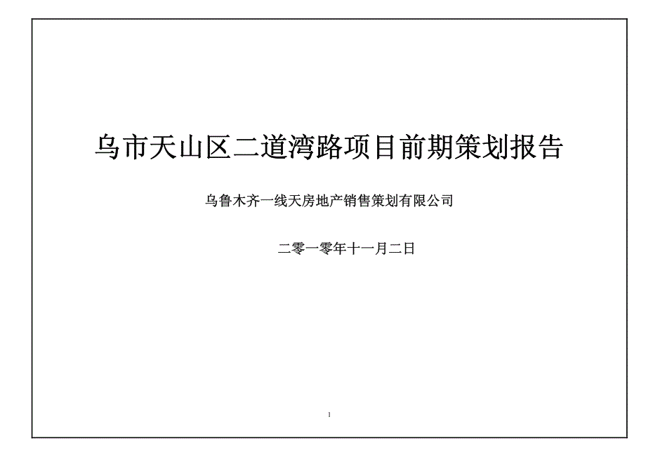 乌市天山区二道湾路项目前期策划报告_第1页