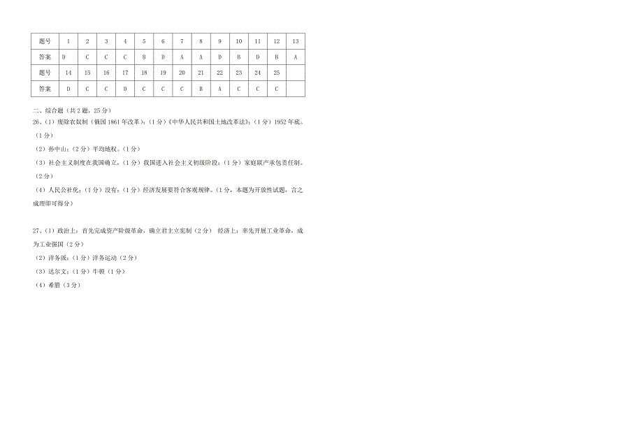 广东省惠州市惠城区2013届初中历史毕业生学业考试十八校联考试题_第3页