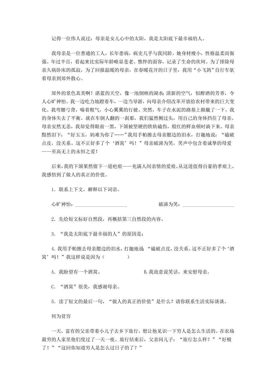 2013年小升初语文分班考试模拟试题（七）（无答案）_第2页