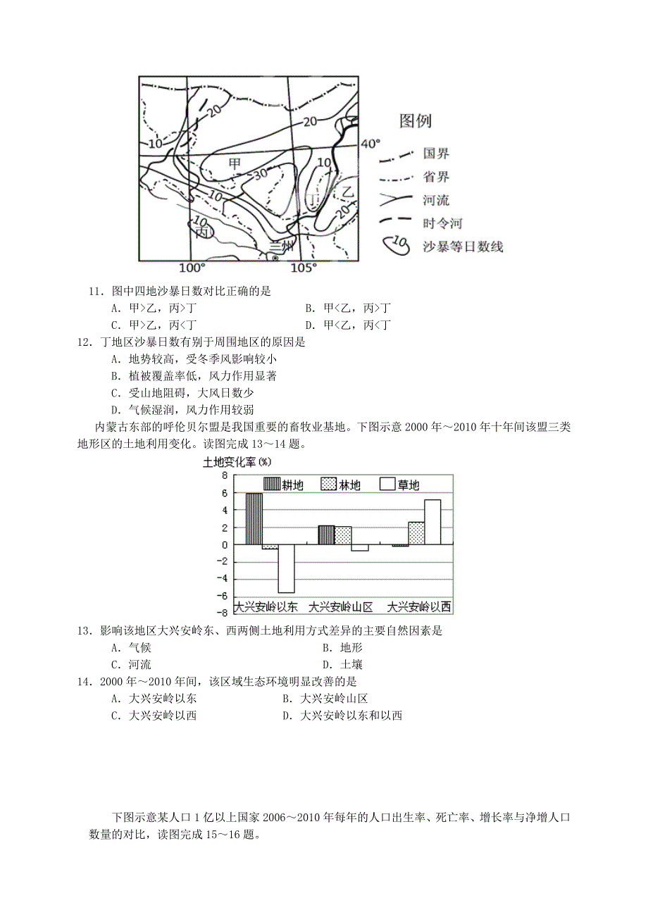 （新课标ⅱ第二辑）2016届高三地理第六次月考试题_第3页