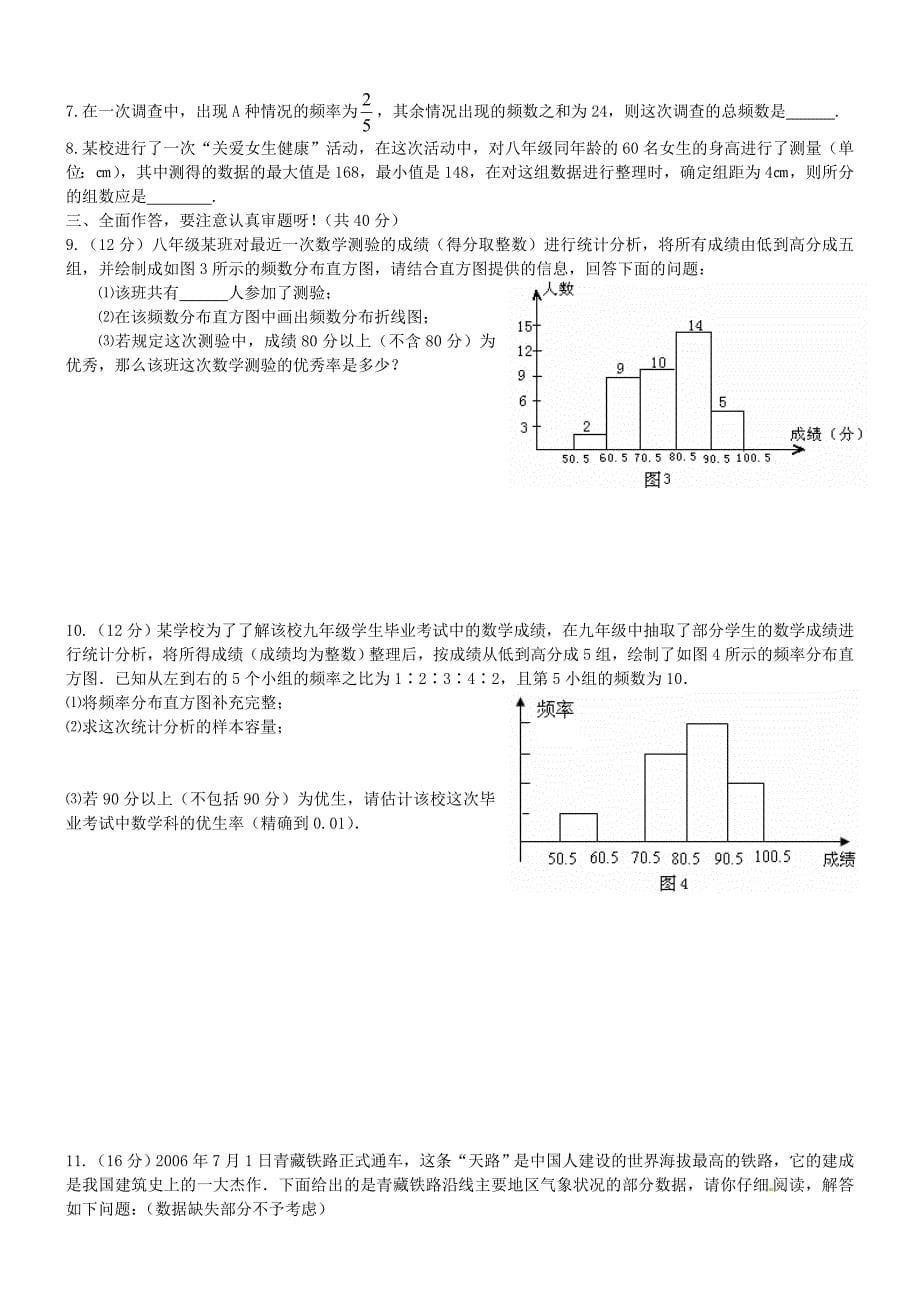 山东省滨州市无棣县七年级数学上册《频数分布》测试题_第5页