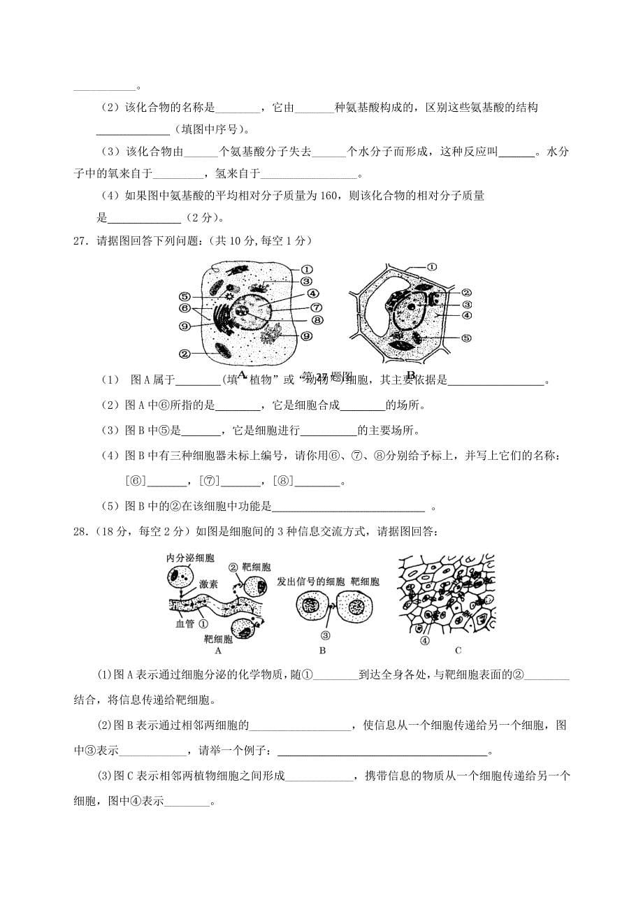 甘肃省2015-2016学年高一生物上学期期末考试试题_第5页