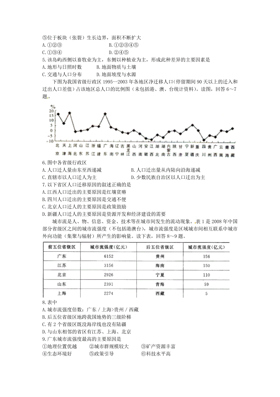 广东省东莞市南开实验学校2013届高三文综上学期期中考试试题_第2页