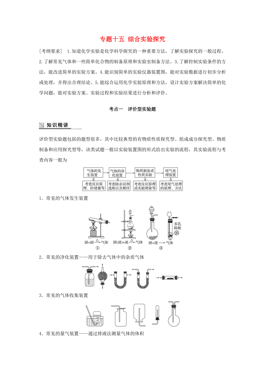 （江苏专用）2016版高考化学大二轮总复习 专题十五 综合实验探究讲练_第1页