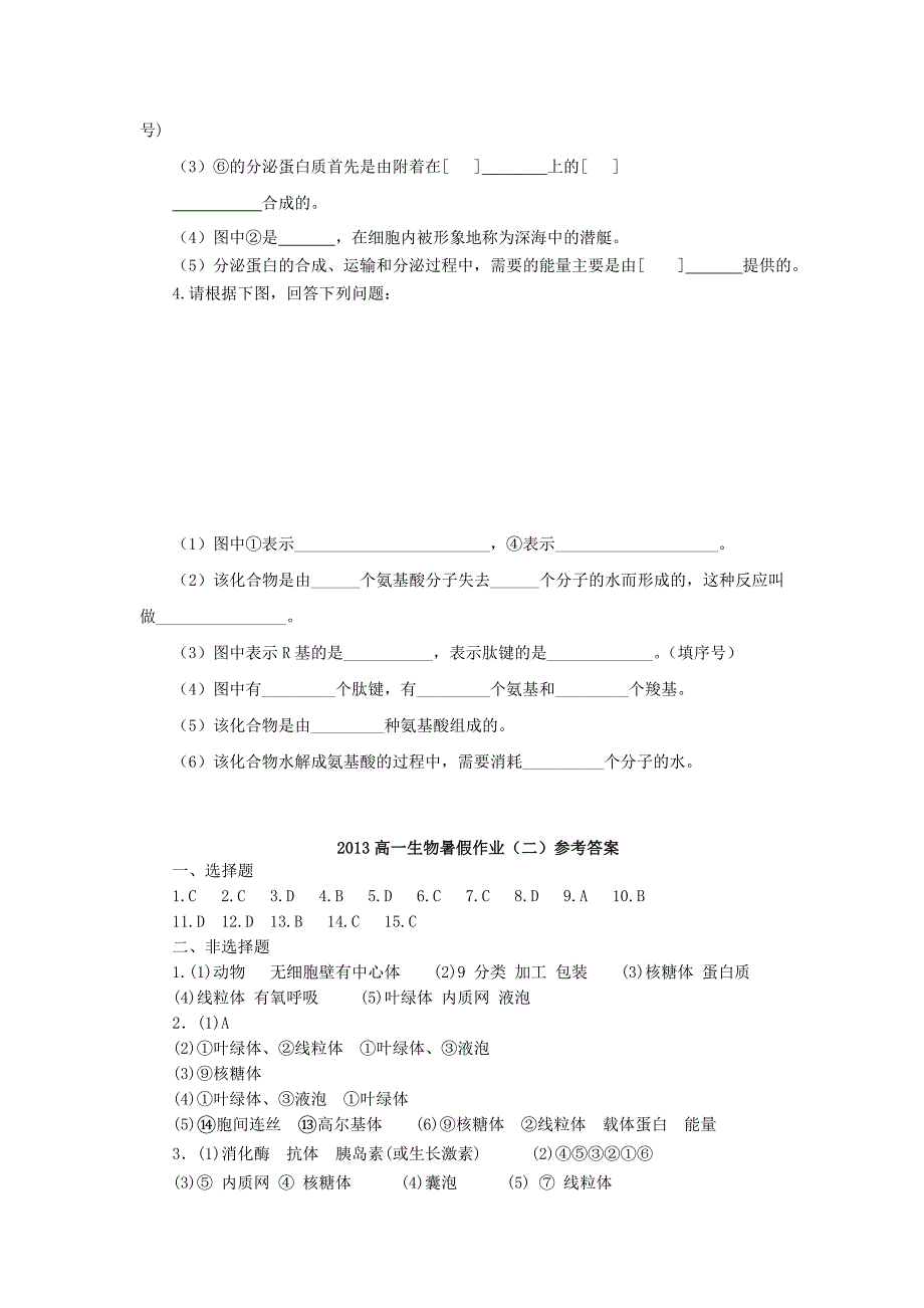 山东省2013年高一生物暑假作业（二）_第4页