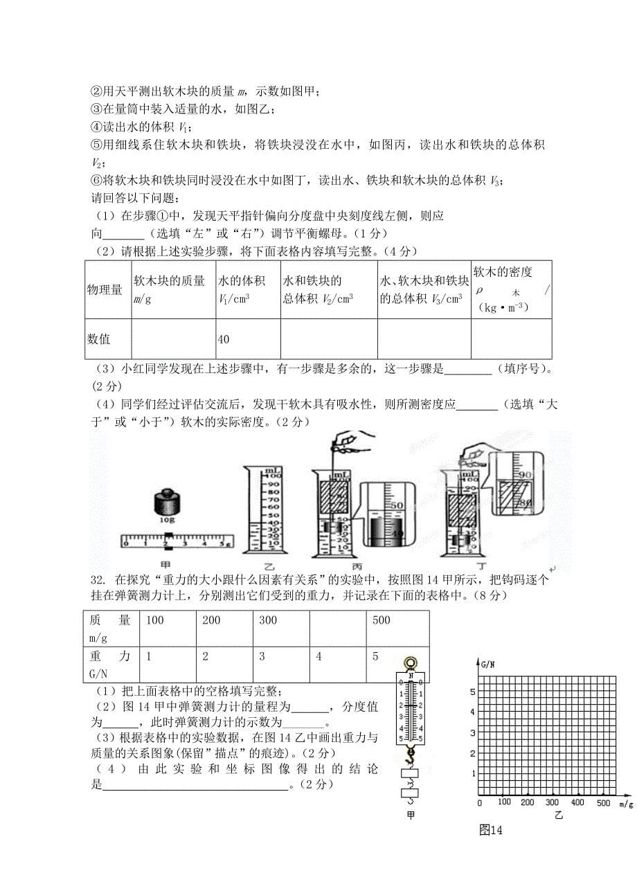 江苏省无锡市2011-2012学年八年级物理下学期期中试题 苏科版_第5页