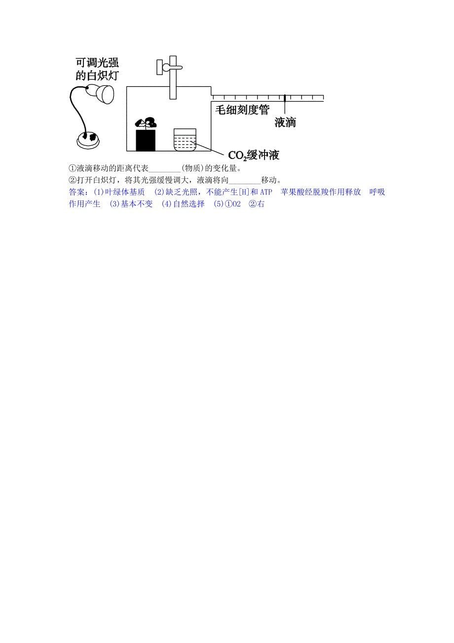 河南省新乡市高中生物 光合作用与细胞呼吸练习题（三）新人教版必修1_第5页