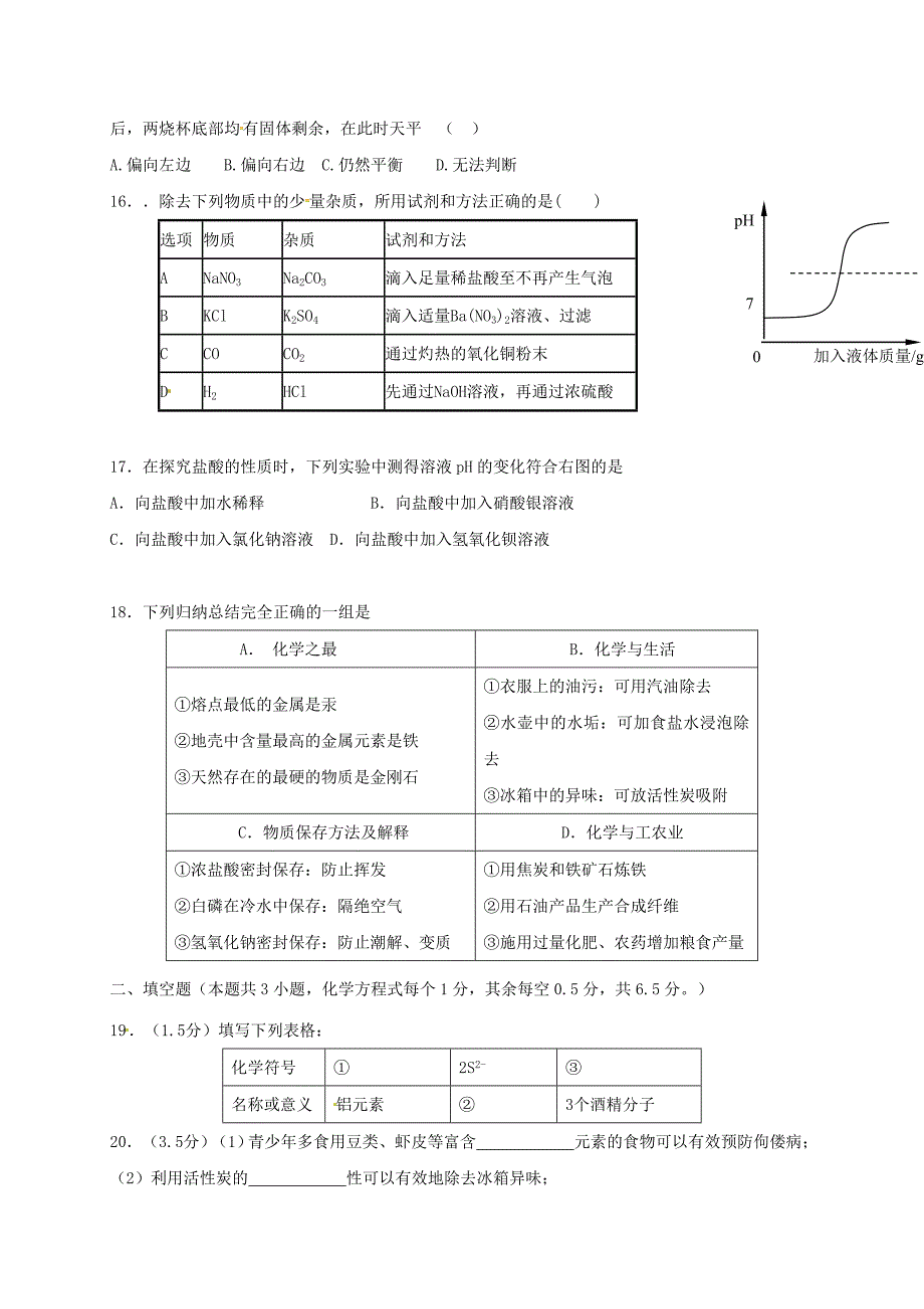 湖北省宜昌市东部2018届九年级化学下学期期中试题_第3页