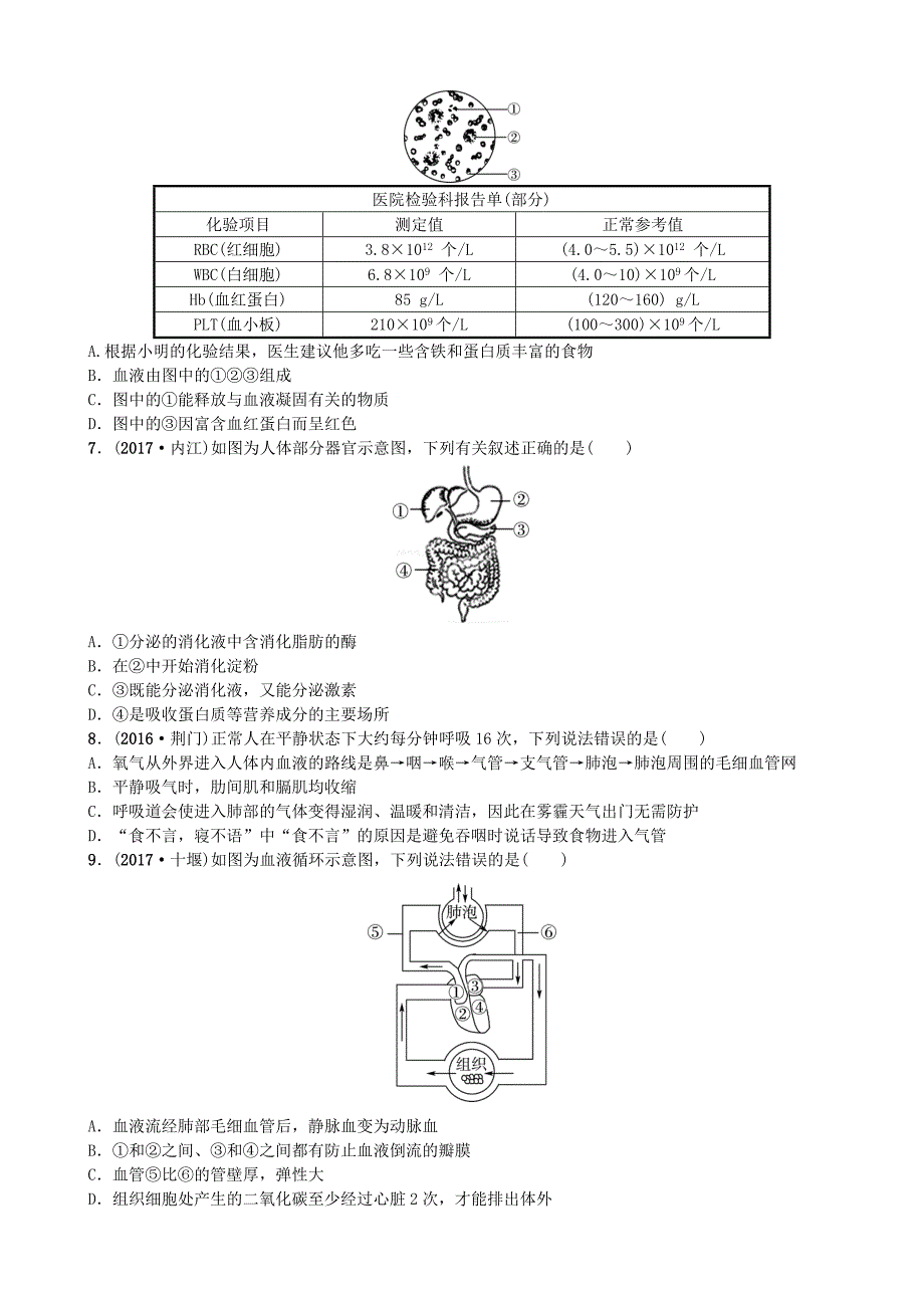 山东省潍坊市2018年中考生物 专题演练四_第2页