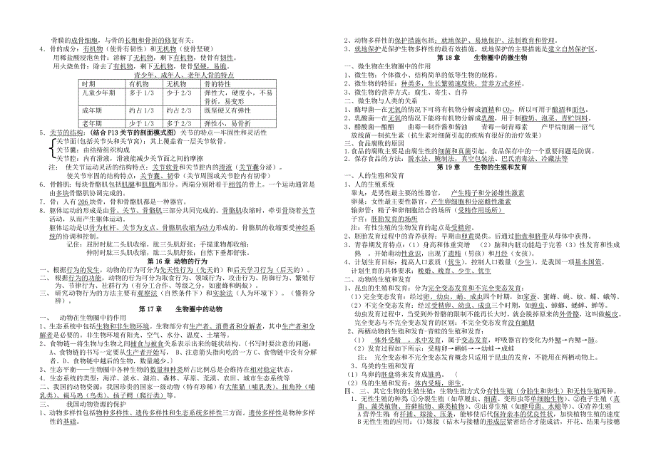 福建省武夷山市星村中学2012-2013学年中考生物 会考复习材料简洁版 新人教版_第4页