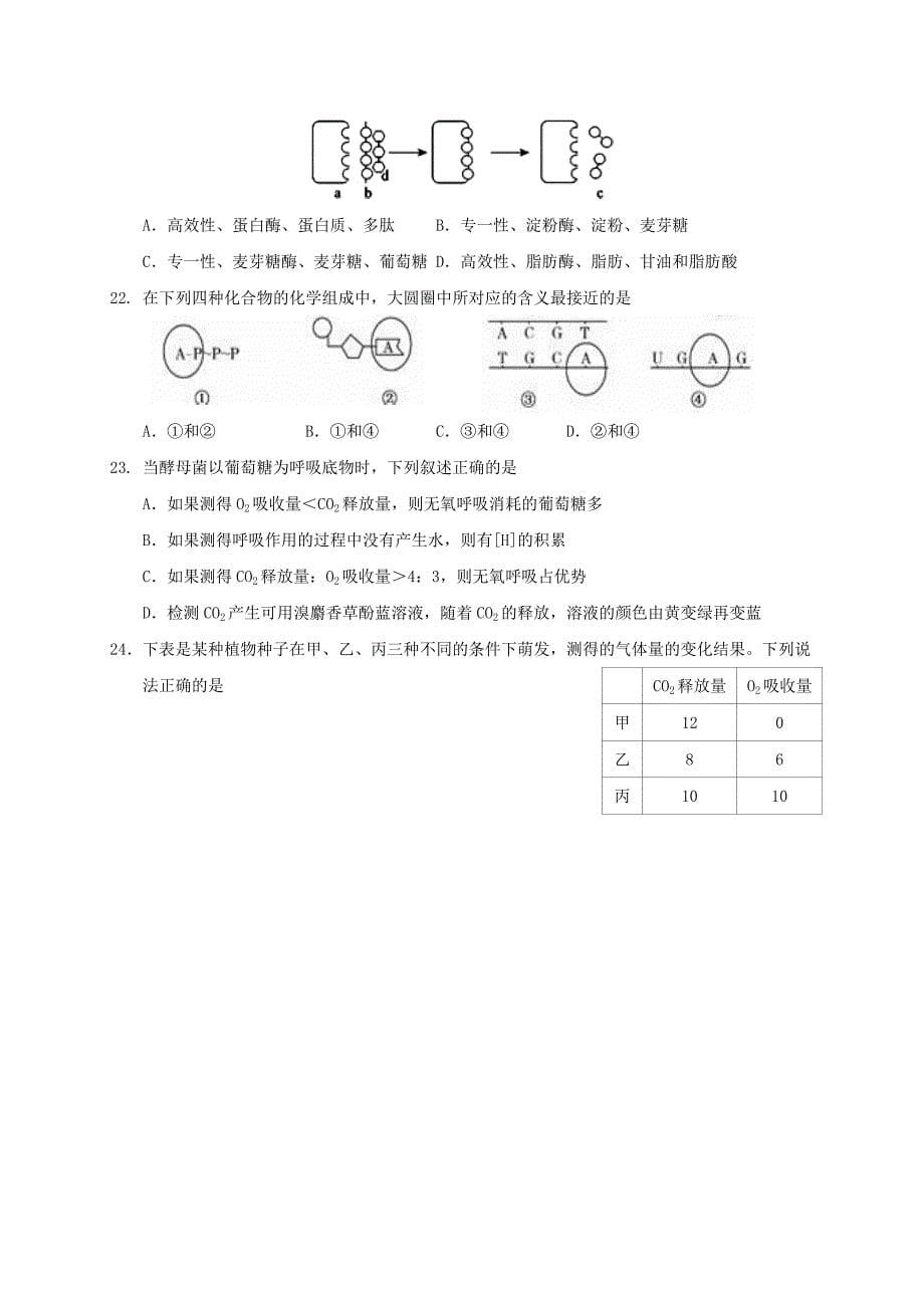 河南省新野县2016-2017学年高二生物下学期第六次周考试题_第5页