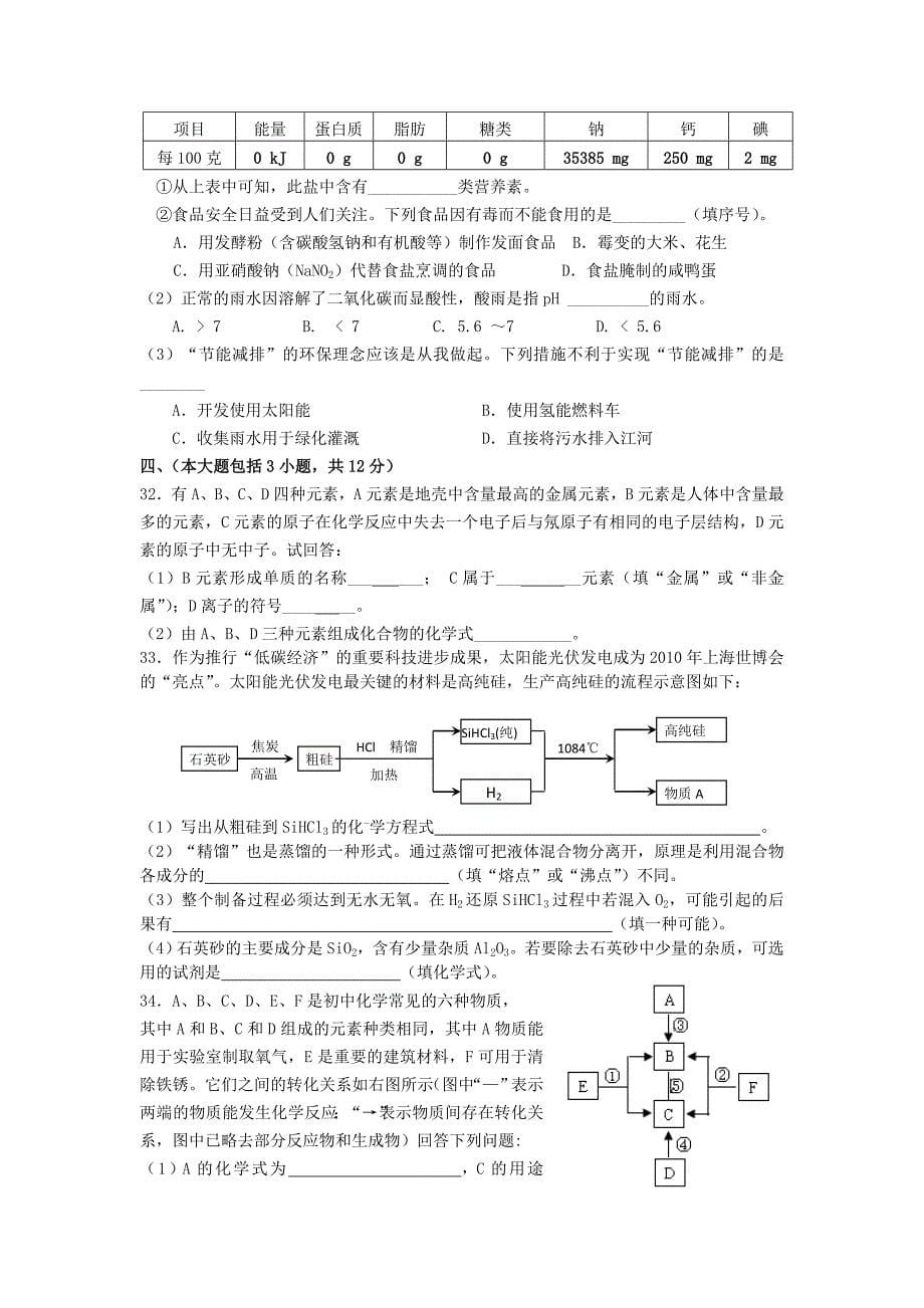 江苏省2012各地区中考化学模拟试题汇总68_第5页