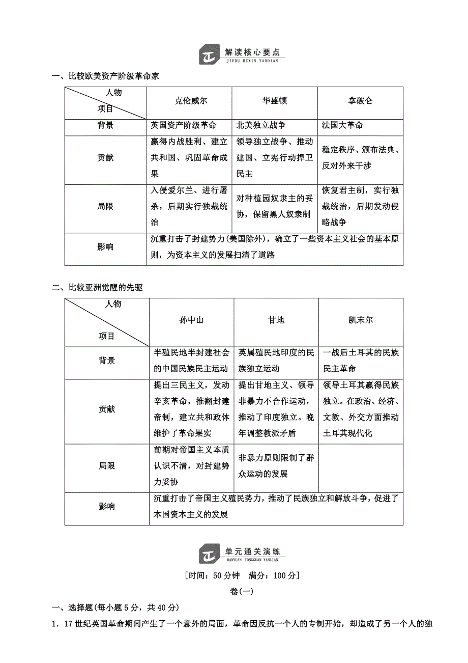 2018年高中历史选修四教学案：第三单元单元小结与测评含答案_第2页