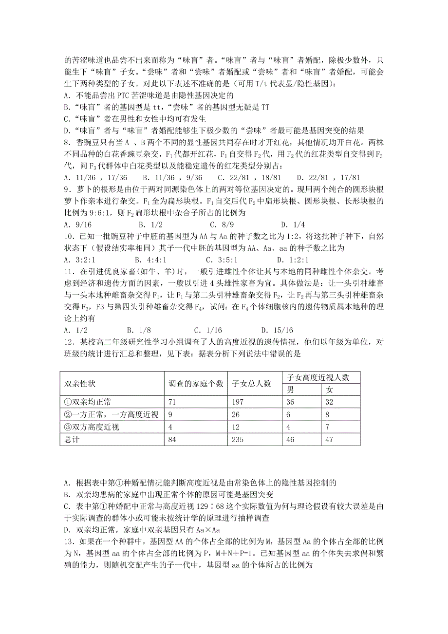 江苏省2013届高三生物周练（11.10）（无答案）_第2页