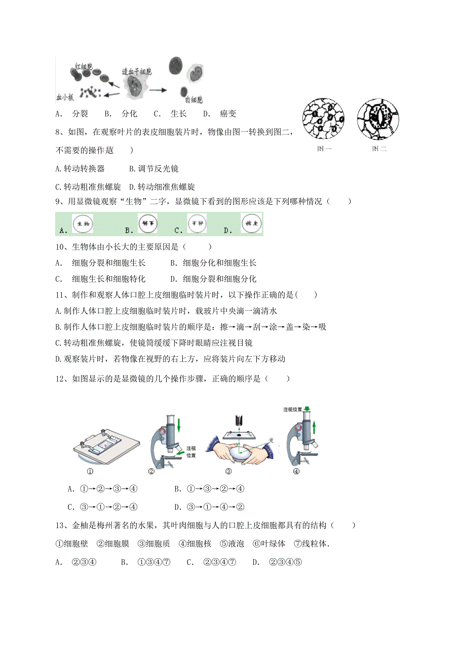 山东省滨州市博兴县2017-2018学年七年级生物上学期期中试题 济南版_第2页