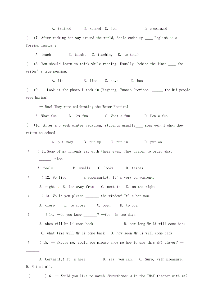 甘肃省武威市2018届九年级英语上学期第二次月考试题 冀教版_第2页