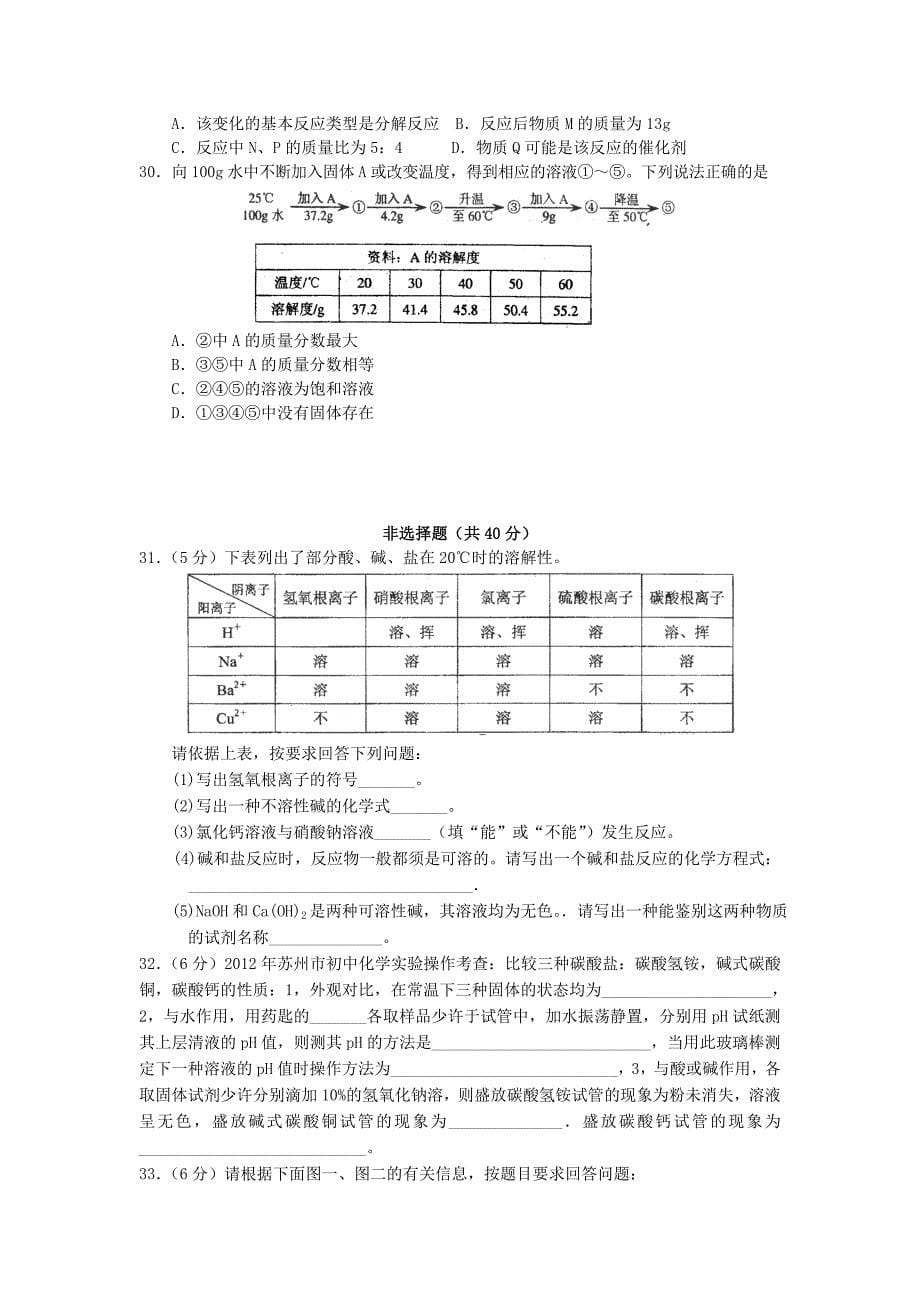 江苏省2012各地区中考化学模拟试题汇总45_第5页