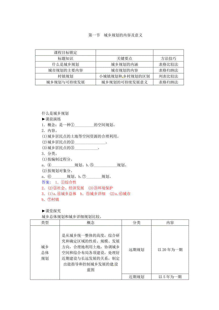 高中地理 第三章 城乡规划 第一节 城乡规划的内容及意义练习 新人教版选修4_第2页