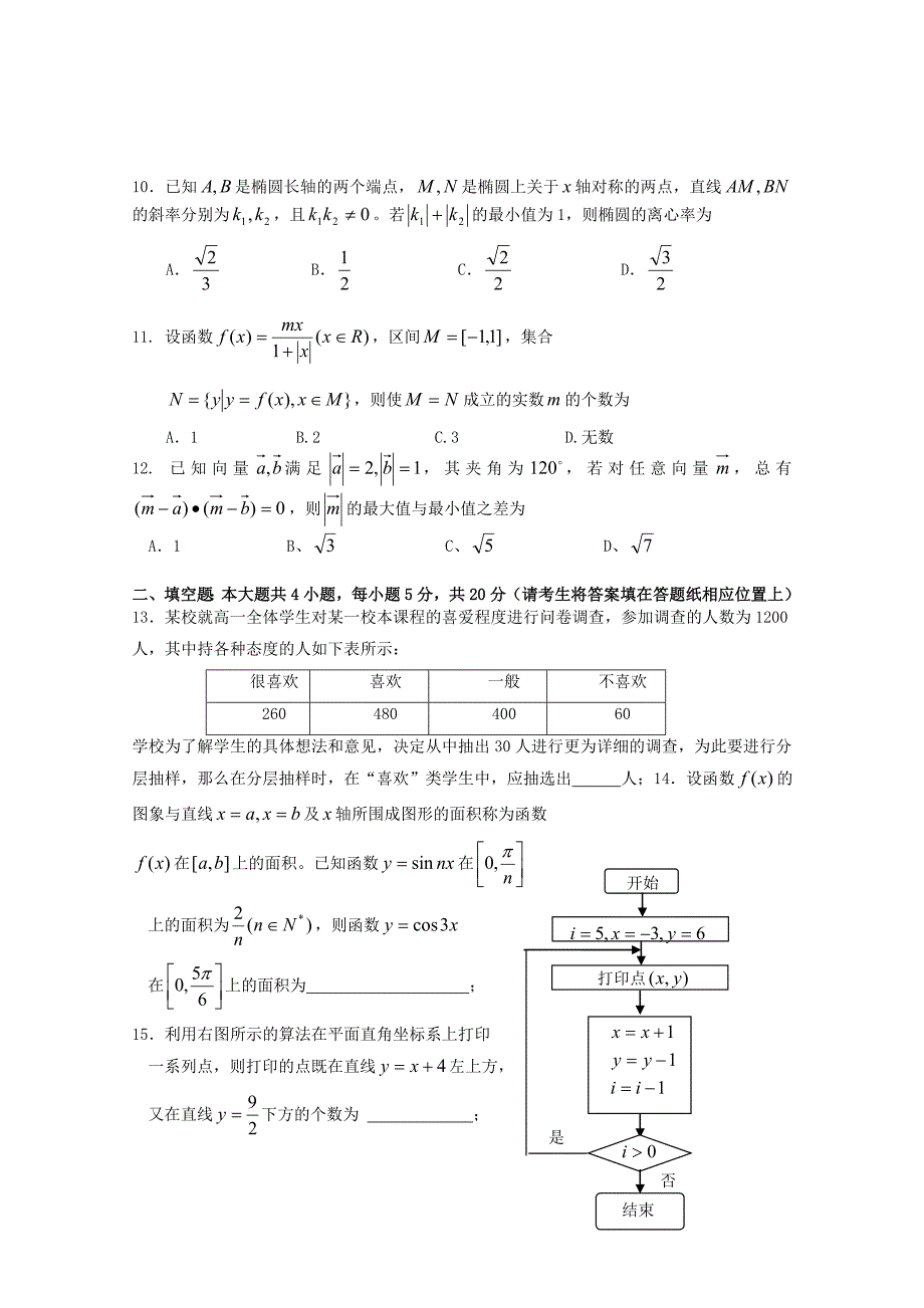 广东省广州市天河区普通高中2018届高考数学一轮复习模拟试题（4）_第2页