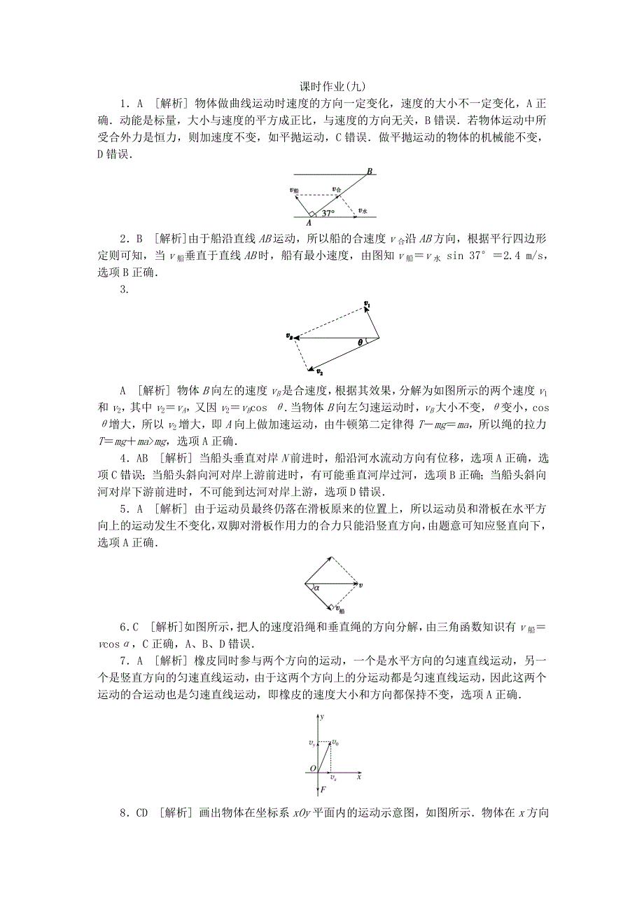 （广东专用）2014届高考物理一轮复习方案 第9讲 运动的合成与分解（含解析）_第4页