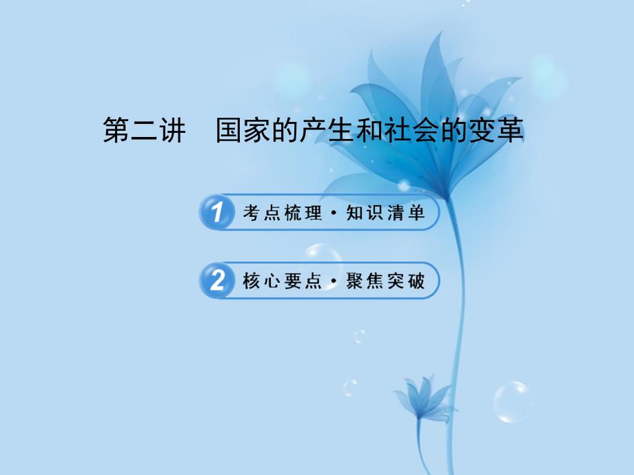 2013年中考历史复习 第一单元 中华文明的起源及国家的产生和社会的变革 第二讲 国家的产生和社会的变革课件 新人教版_第1页