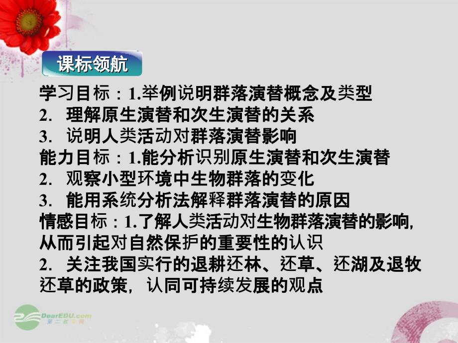 2013高考生物一轮复习世界核心要点突破系列 第三章《生物群落的演替》课件 苏教版必修3_第2页