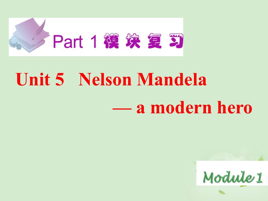2013届高考英语一轮复习 module1 unit5 nelson mandela — a modern hero课件 新人教版（广东专用）_第2页