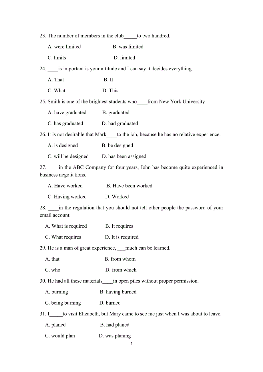 2017年重庆市大学英语普通专升本全真试题.docx_第2页