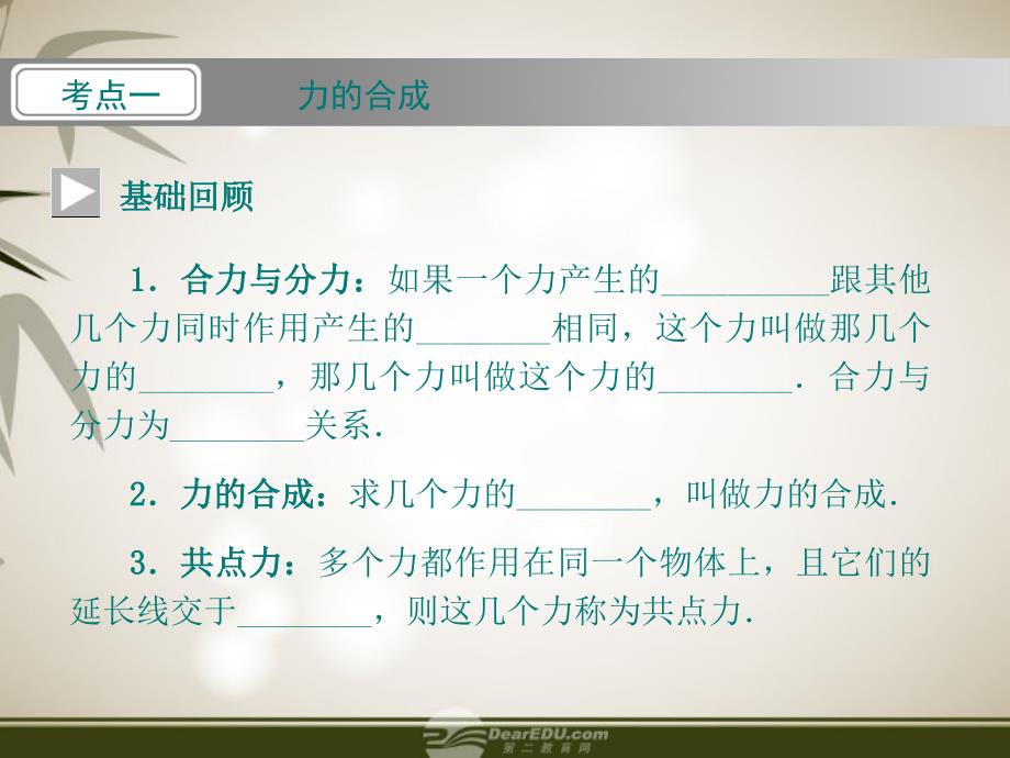 2013高考物理一轮复习 2.2.3 共点力的合成与分解 课件 粤教版必修1 _第3页