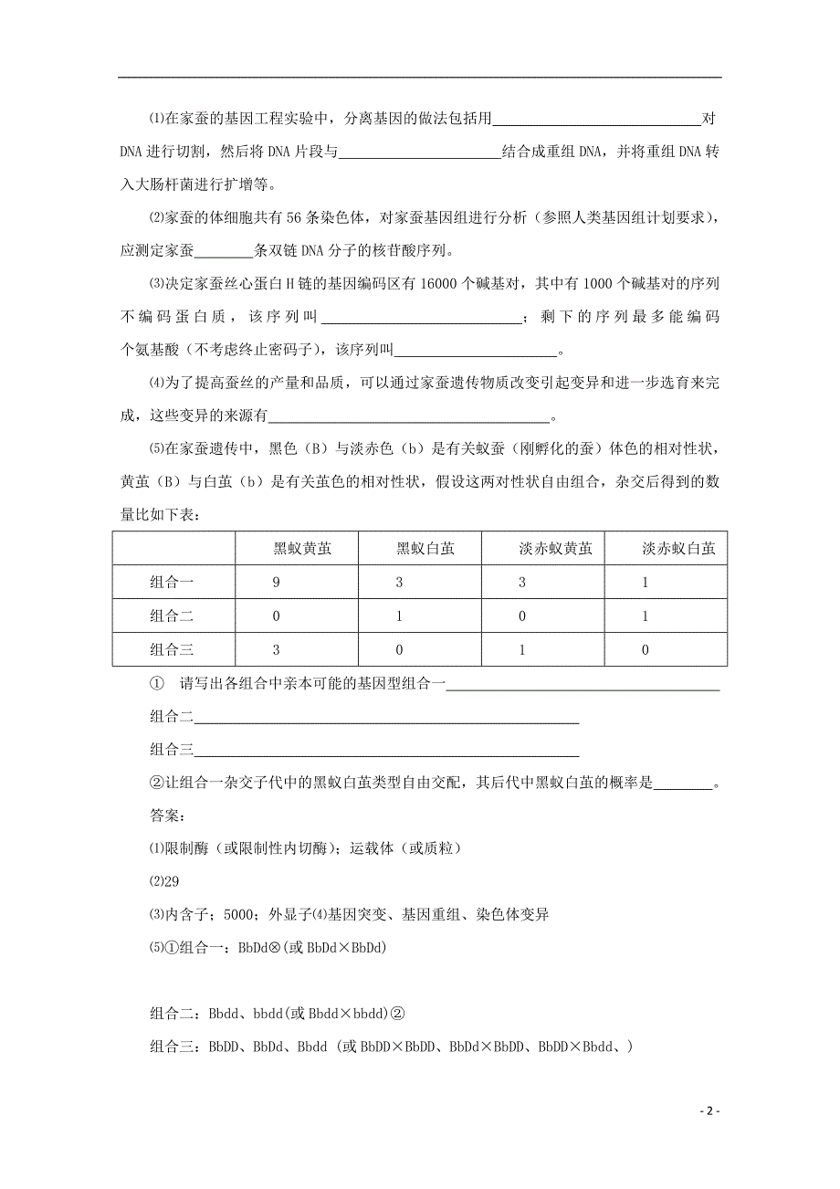 2018广东省天河区高考生物一轮复习 专项检测试题35 基因工程应用_第2页