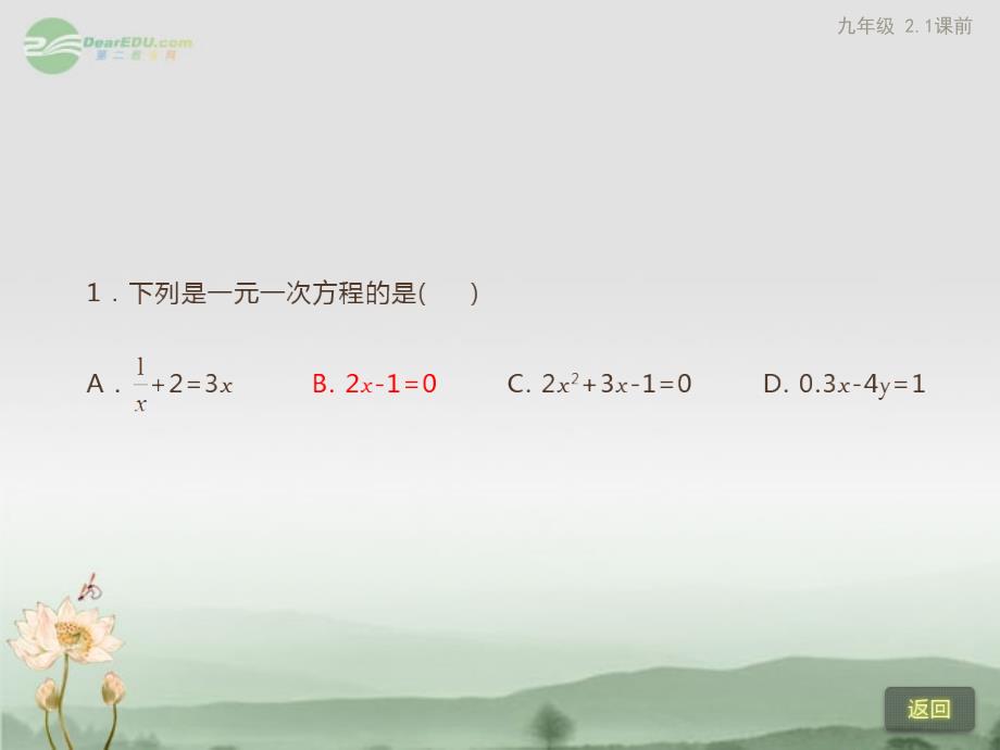 2018年中考数学复习 二方程与不等式 2.1一次方程与分式方程课件（练习版）_第4页