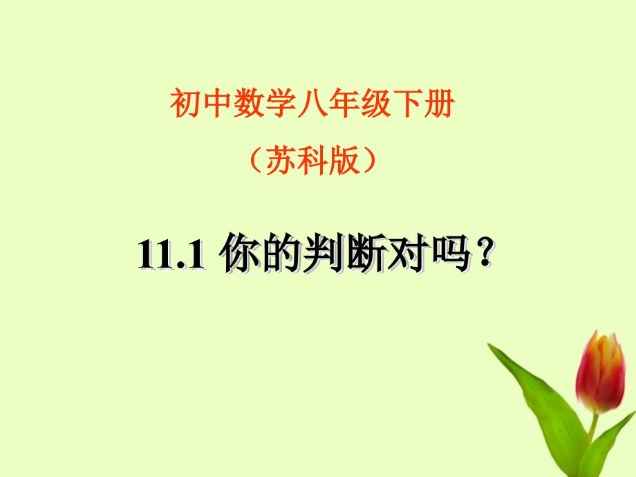 江苏省徐州市第二十二中学八年级数学下册 《11.1你的判断对吗？》课件 苏科版_第1页