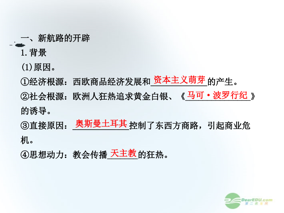 2013届高考历史一轮复习 10.1新航路的开辟、殖民扩张与世界市场的拓展课件 新人教版_第3页