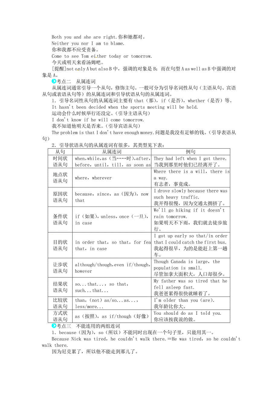 （湖南专用）2013版中考英语总复习 专题六 连词（语法专项突破+系统梳理+提升演练）（含解析） 人教新目标版_第2页