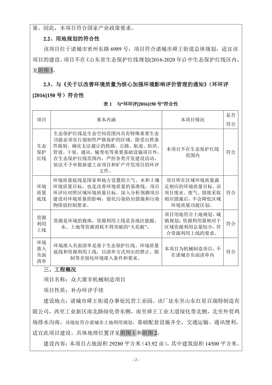 诸城市众大屠宰机械制造有限公司环境影响报告表_第2页