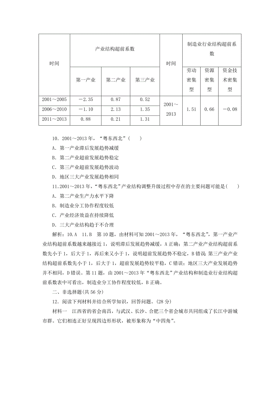 通用版2019版高考地理一轮复习第五部分区域可持续发展课时跟踪检测四十区域经济发展_第4页